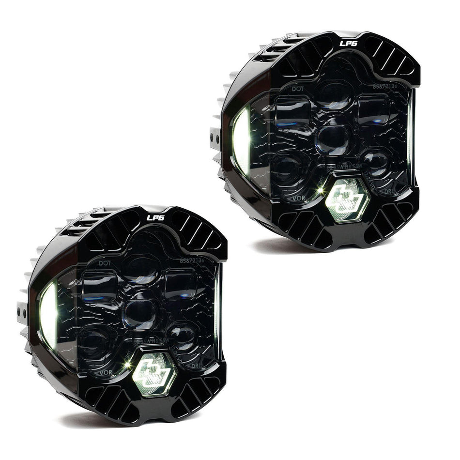 Baja Designs DOT LP6 LED Headlight Pair | Clear DRL | Universal | Street-Legal | SKU 187801