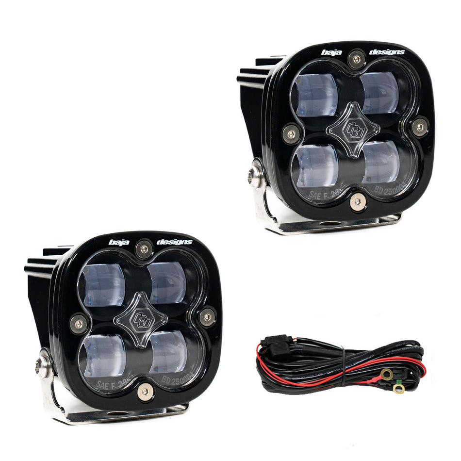 Baja Designs Squadron SAE LED Auxiliary Light Pod Pair | Street-Legal SAE J583 | Clear | Aspheric Projector Optics | Harness Included | SKU 257801