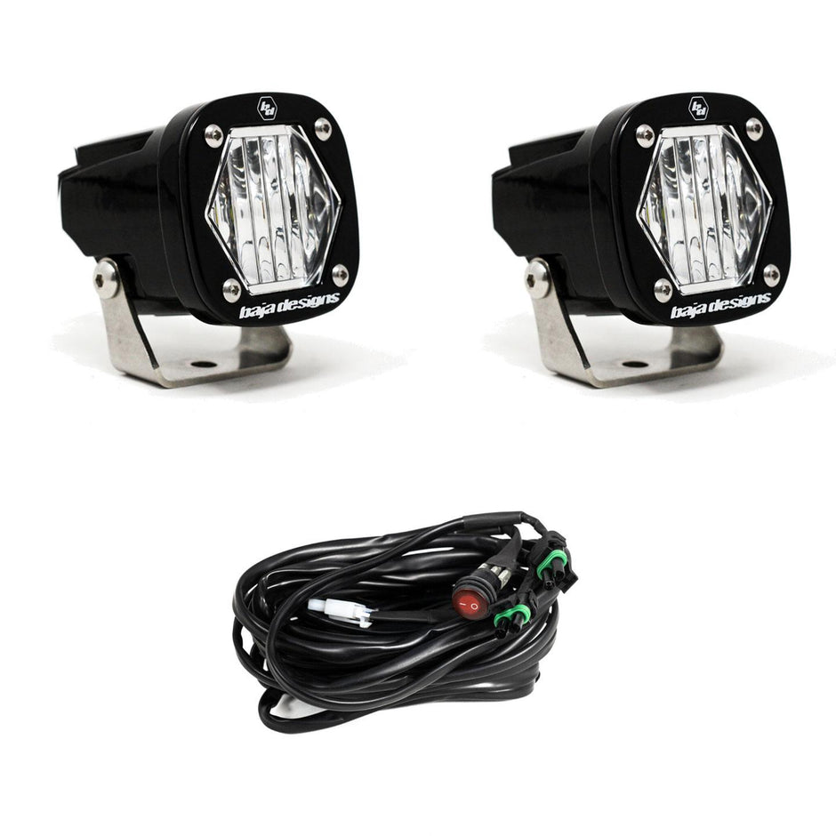 Baja Designs S1 LED Light Pair | Clear Lens | Wide Cornering | Mounting Bracket Included