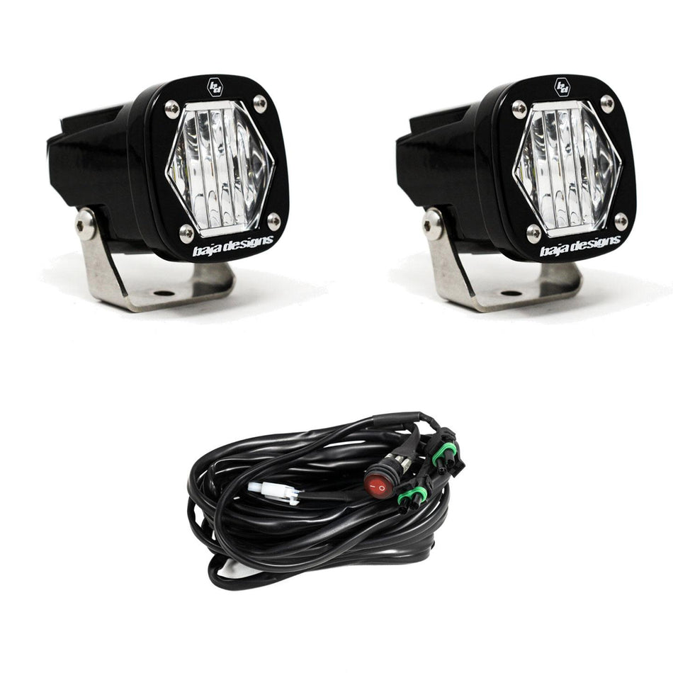 Baja Designs S1 LED Light Pair | Single-LED | Clear Lens | Wide Cornering | Mounting Bracket Included | SKU 387805