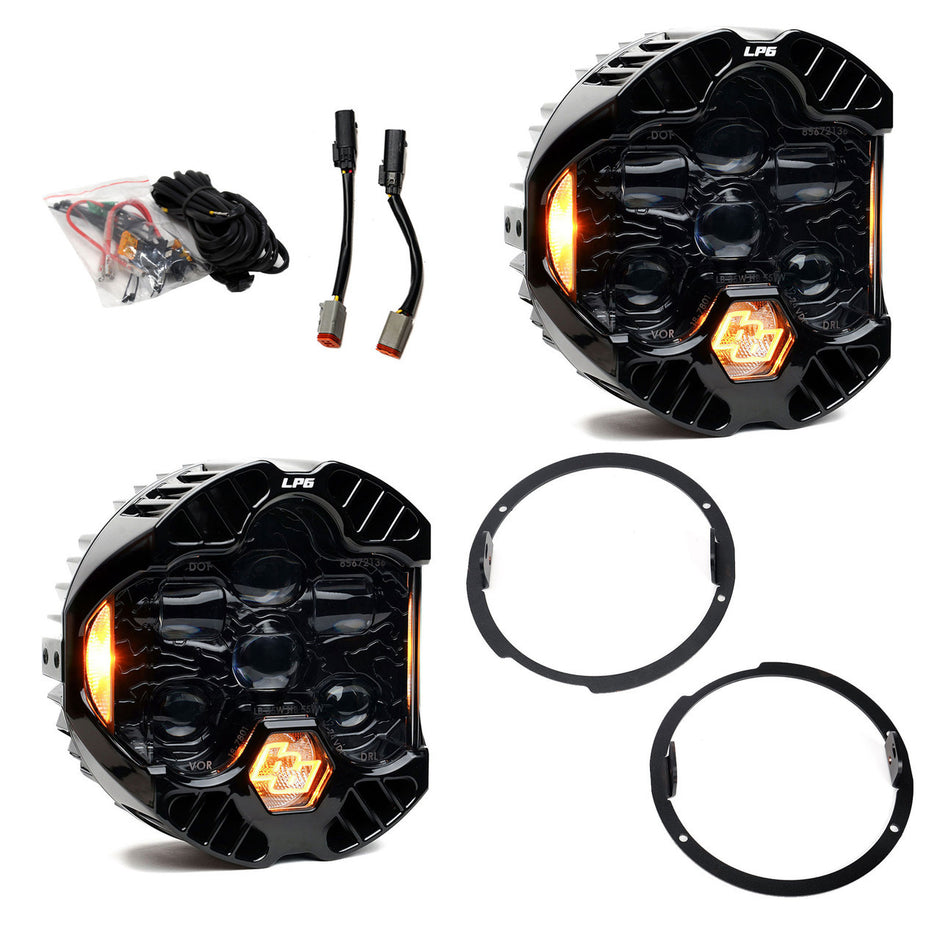 Baja Designs DOT LP6 Headlight Kit | Amber DRL | Jeep JK Wrangler 2007-2018