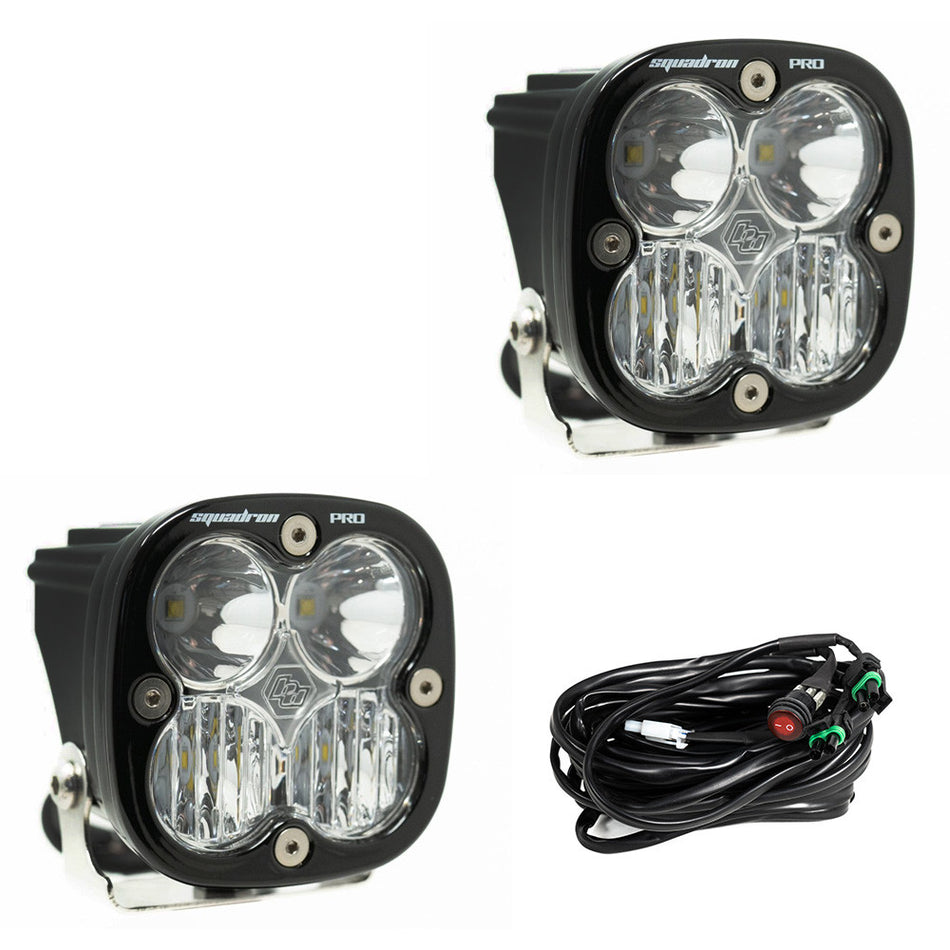 Baja Designs Squadron Pro LED Light Pod Pair | Driving/Combo | Clear Lens | 4,900 Lumens | Harness Included | SKU 497803