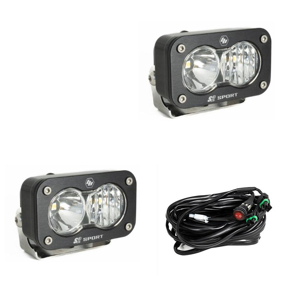 Baja Designs S2 Sport LED Light Pair | Driving/Combo | Clear Lens | 1,130 Lumens | Harness & Brackets Included | SKU 547803