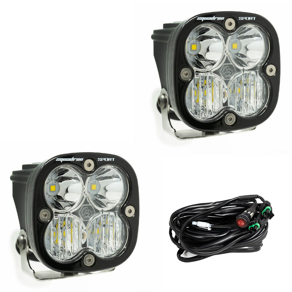 Baja Designs Squadron Sport LED Light Pods | Clear Lens | Driving/Combo Pattern | Pair