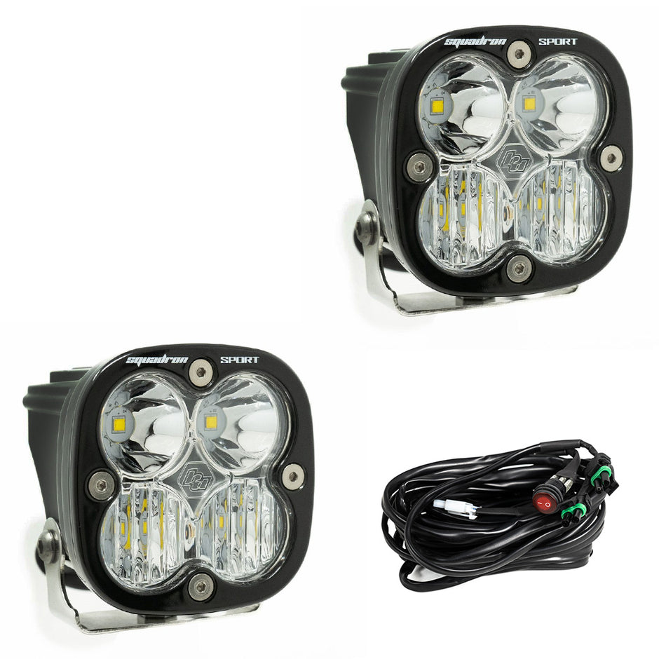 Baja Designs Squadron Sport LED Light Pods | Clear Lens | Driving/Combo Pattern | Pair