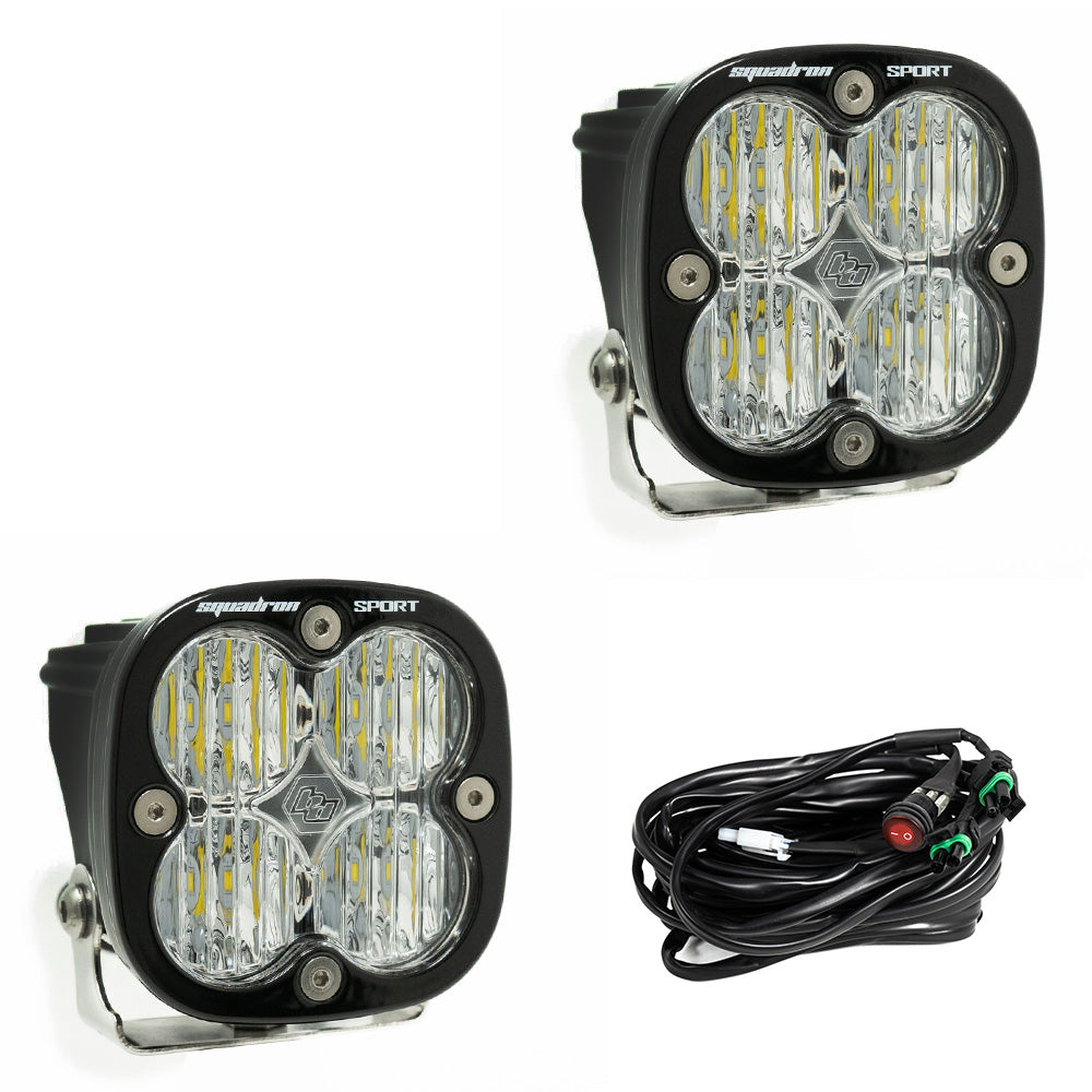 Baja Designs Squadron Sport LED Light Pods | Clear Lens | Wide Cornering Pattern | Pair
