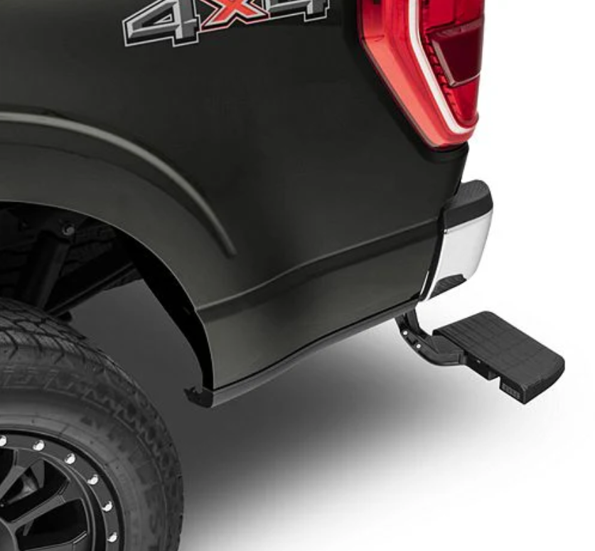 AMP Research BedStep | Frame-Mounted | Foot-Activated | 2021-2026 Ford F-150 14th Gen | Excludes Dual Exhaust | SKU 75328-01A