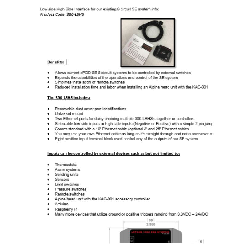 sPOD Low Side High Side Interface | External Switch Integration | sPOD 8-Circuit SE Source System | 860015-GNJV