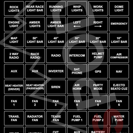 sPOD HD Race UTV Legends Horizontal Switch Label | sPOD HD and UTV Panels | 860100