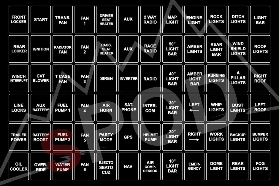 sPOD HD Race UTV Legends Vertical Switch Label | sPOD HD and UTV Panels | 860105