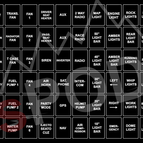 sPOD HD Race UTV Legends Vertical Switch Label | sPOD HD and UTV Panels | 860105