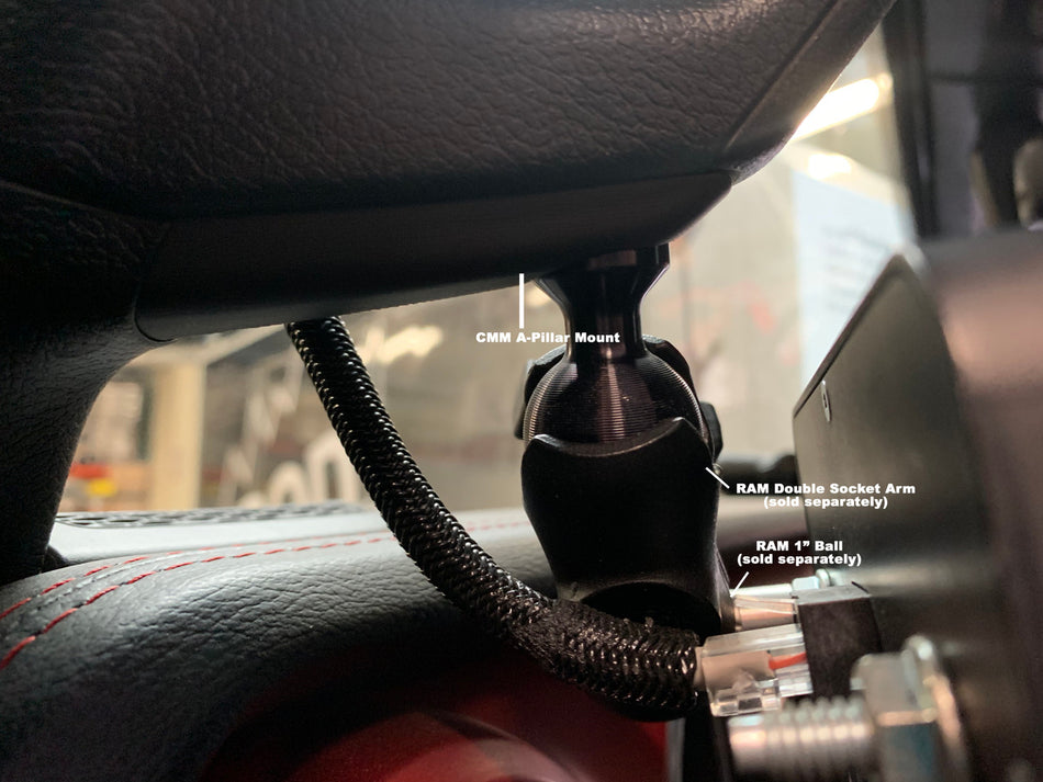 sPOD CMM Offroad 860215 A-Pillar Ball Mount — 1" | 6061 Aluminum | Black Anodized | 2018–2023 Jeep Wrangler JL & 2020–2023 Gladiator JT | No Drilling | Made in USA