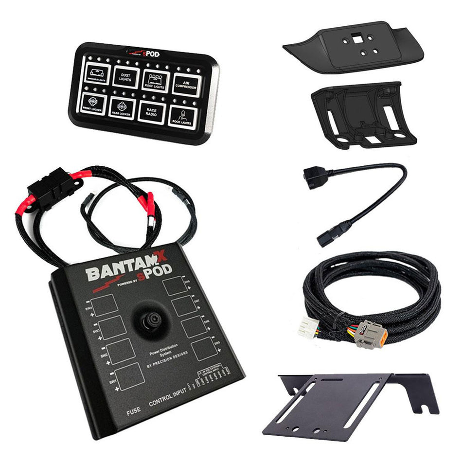 sPOD HD BantamX 870141 — 8-Circuit 30-Amp Bluetooth Power Management | Vehicle-Specific Mount | 5-Year Warranty | 2023–2026 Ford F-250 / F-350 Super Duty | Made in USA