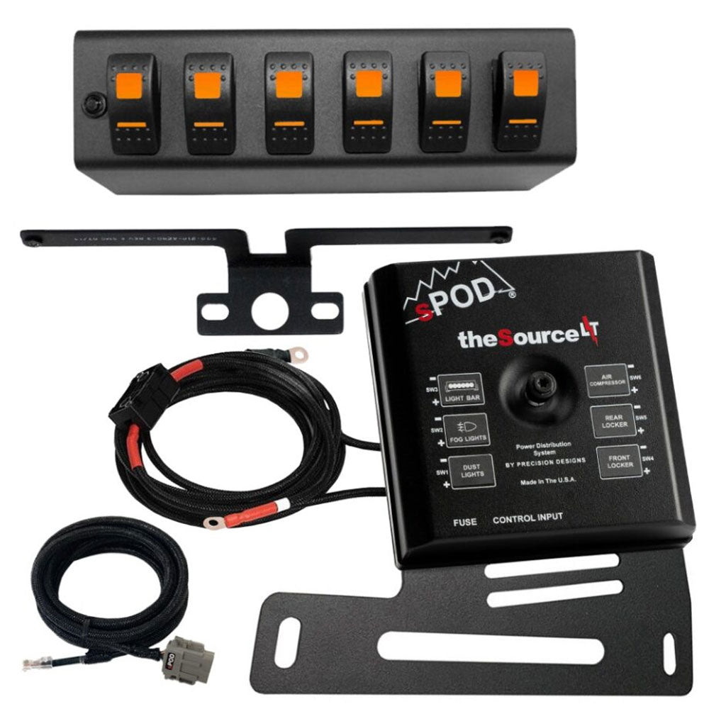 sPOD SourceLT w/ Red LED Switch Panel for 2007–2008 Jeep Wrangler JK