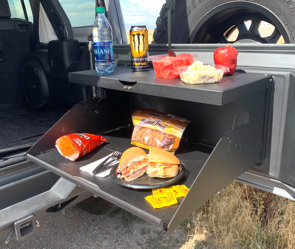 Rock Slide Engineering Trail Tailgate Table 4-Door Aluminum 2007-2020 Jeep Wrangler JK / 2007-2020 Jeep Wrangler JL