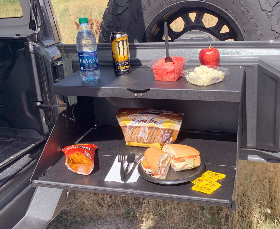 Rock Slide Engineering Trail Tailgate Table 4-Door Aluminum 2007-2020 Jeep Wrangler JK / 2007-2020 Jeep Wrangler JL