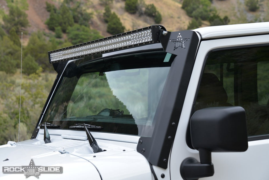 Rock Slide Engineering 50-Inch A-Pillar Light Brackets 10-Gauge Steel 2007-2018 Jeep Wrangler JK
