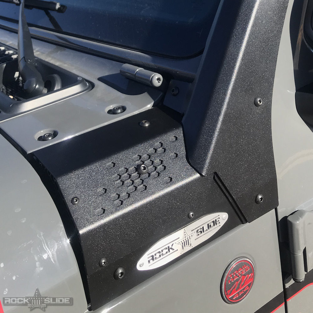 Rock Slide Engineering Cowl LED Light Pod Bracket 10-Gauge 2020-2023 Jeep Gladiator JT / 2018-2026 Jeep Wrangler JL