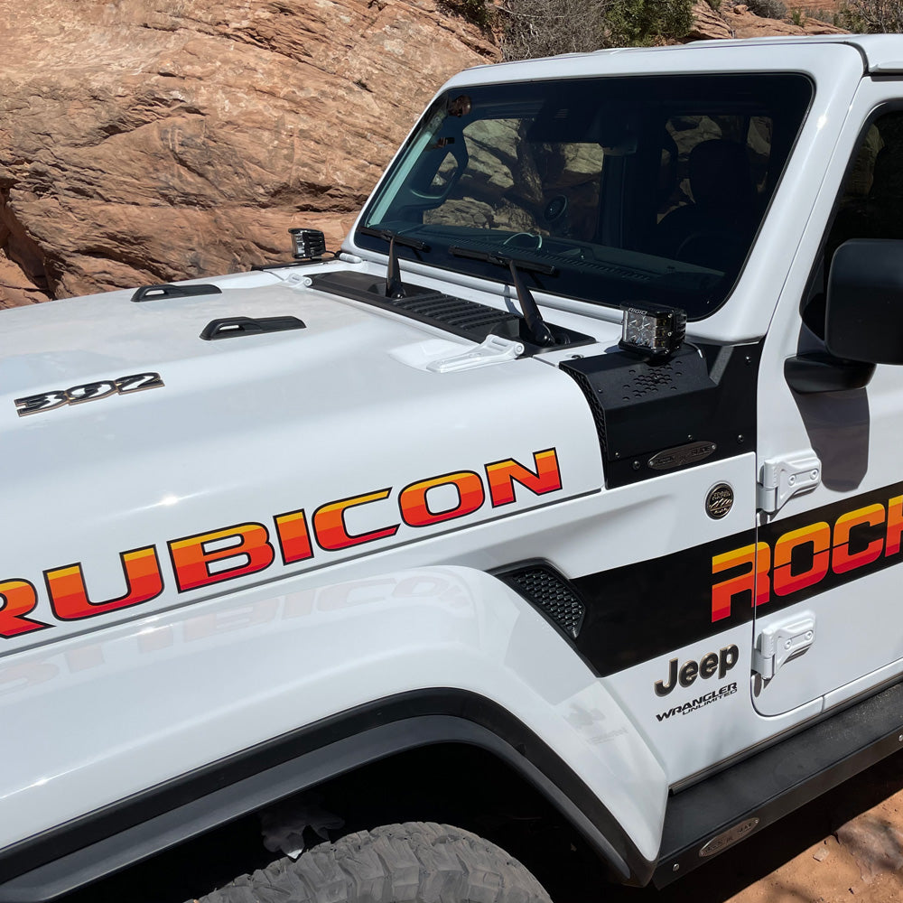 Rock Slide Engineering Large Cowl LED Light Pod Bracket 10-Gauge 2021-2023 Jeep Gladiator JT / 2018-2026 Jeep Wrangler JL