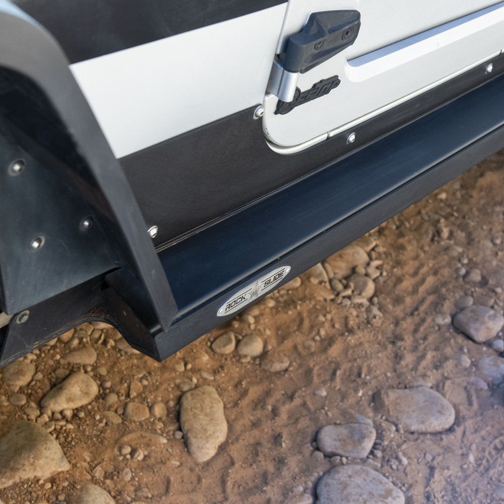 Rock Slide Engineering 300 Series Step Slider Skid Plate 4-Door 3/16-Inch Steel 2007-2018 Jeep Wrangler JK