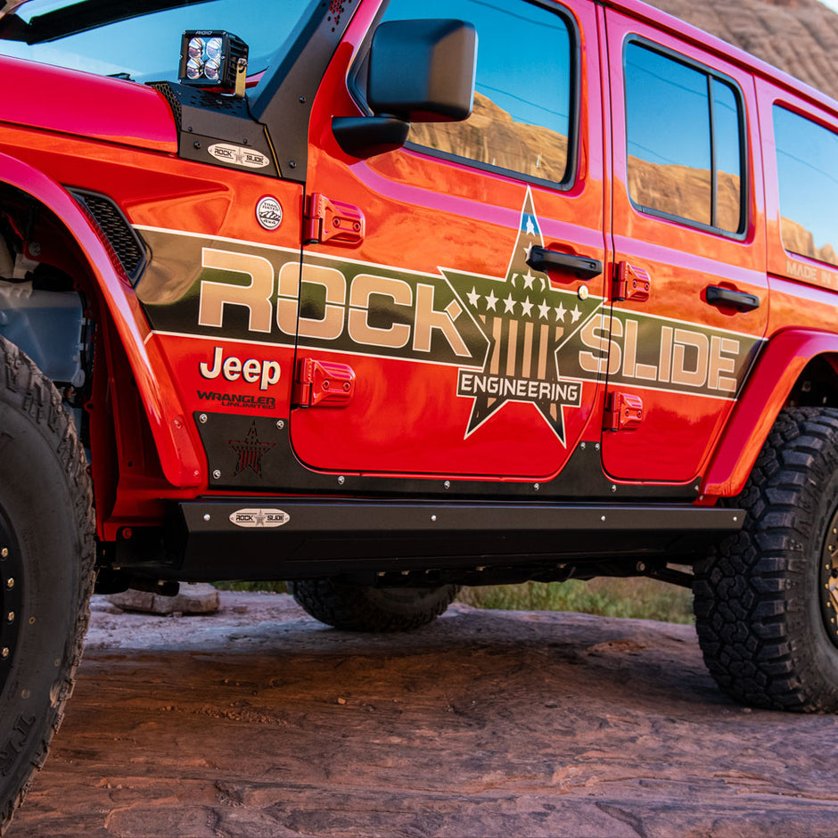 Rock Slide Engineering Step Slider Rocker Guards 4-Door .090 Aluminum 2020-2026 Jeep Wrangler JL