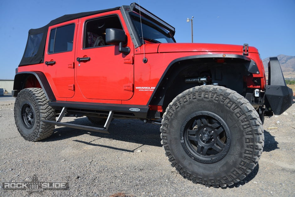 Rock Slide Engineering Step Slider Skid Plate 4-Door Steel 2007-2018 Jeep Wrangler JK