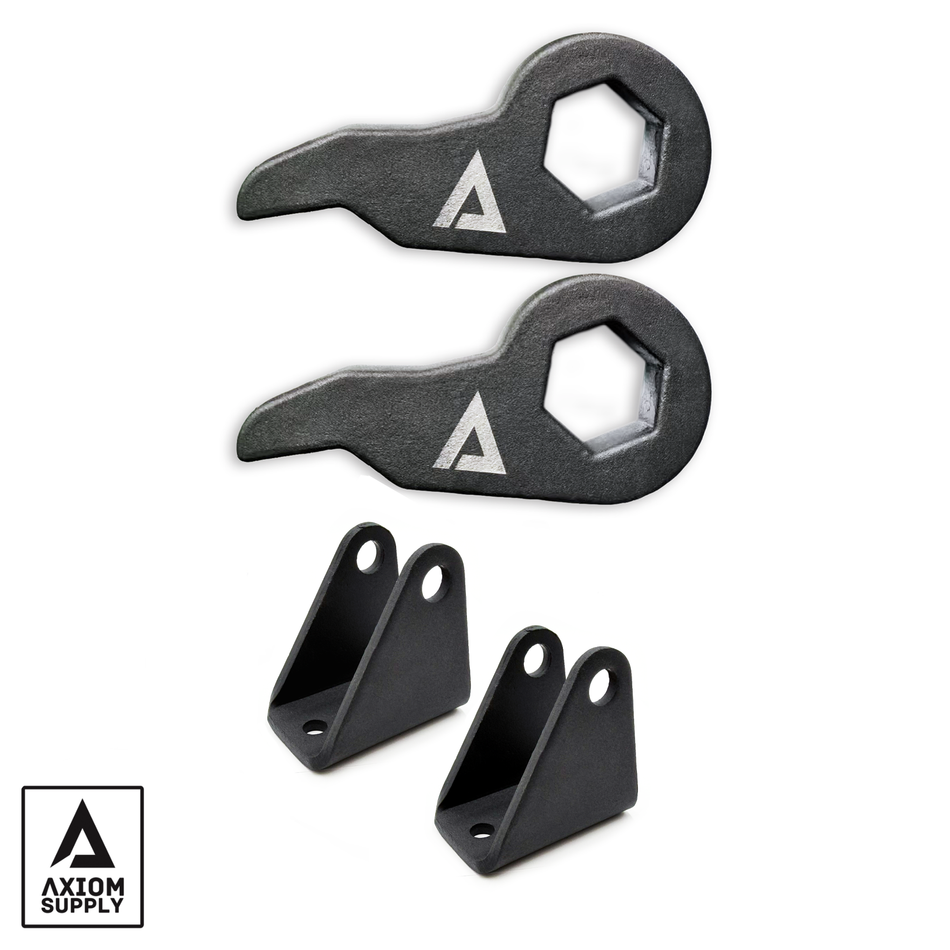 Axiom Supply Stage 1 Leveling Kit | Torsion Keys + Shock Extensions | 2" Front Lift | 2001-2010 Chevy Silverado/GMC Sierra 2500HD & 3500HD | SKU AXGM10STAGE1
