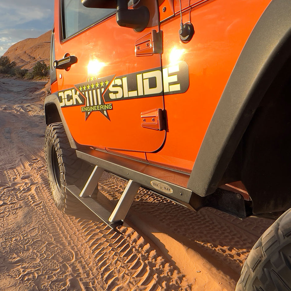 Rock Slide Engineering Step Sliders 2-Door Set 3/16-Inch Steel 2007-2018 Jeep Wrangler JK