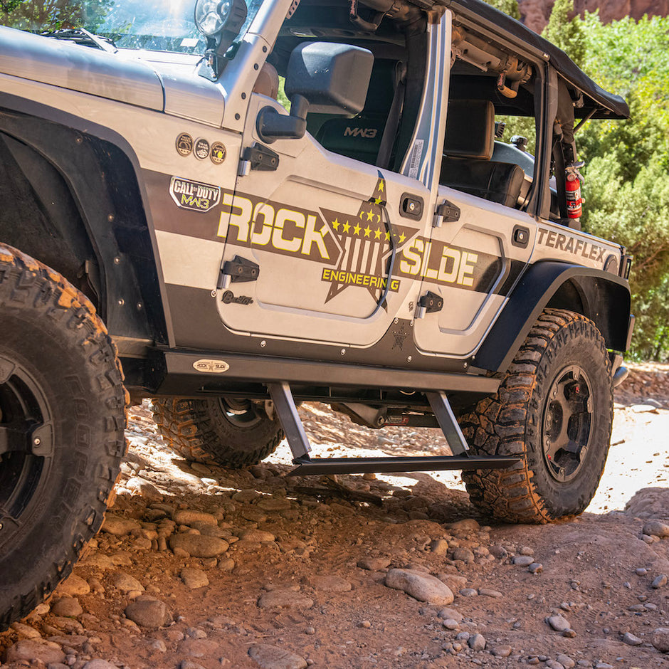 Rock Slide Engineering Step Sliders Passenger Side 4-Door 3/16-Inch Steel 2007-2017 Jeep Wrangler JK
