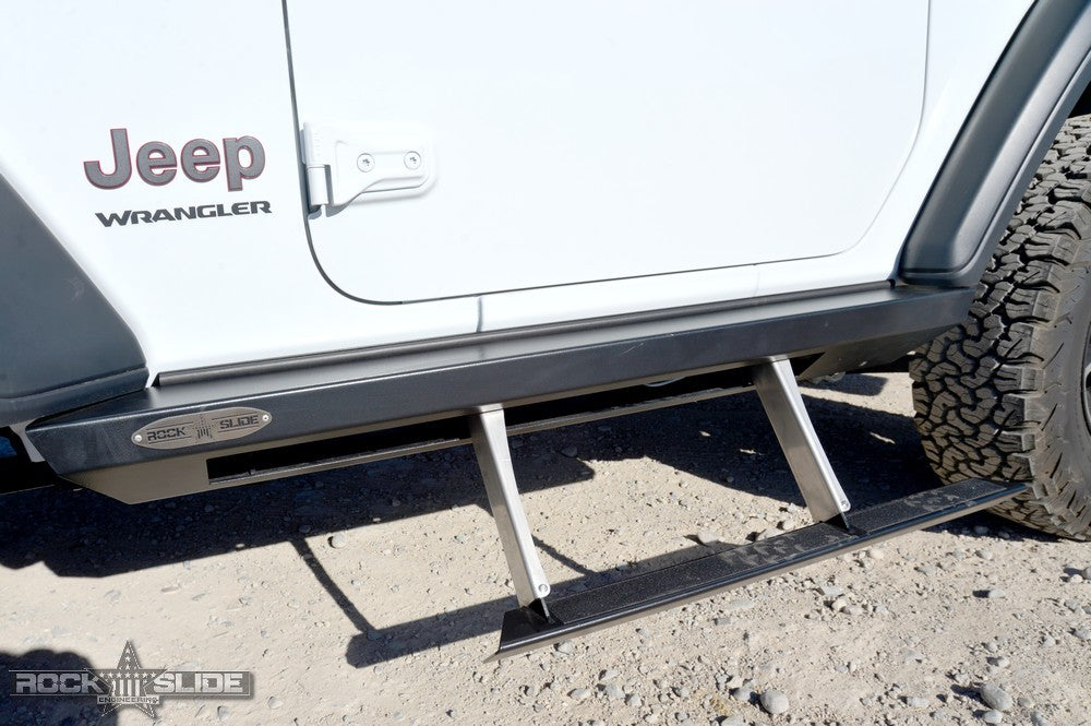 Rock Slide Engineering Step Sliders Passenger Side 2-Door 3/16-Inch Steel 2018-2026 Jeep Wrangler JL