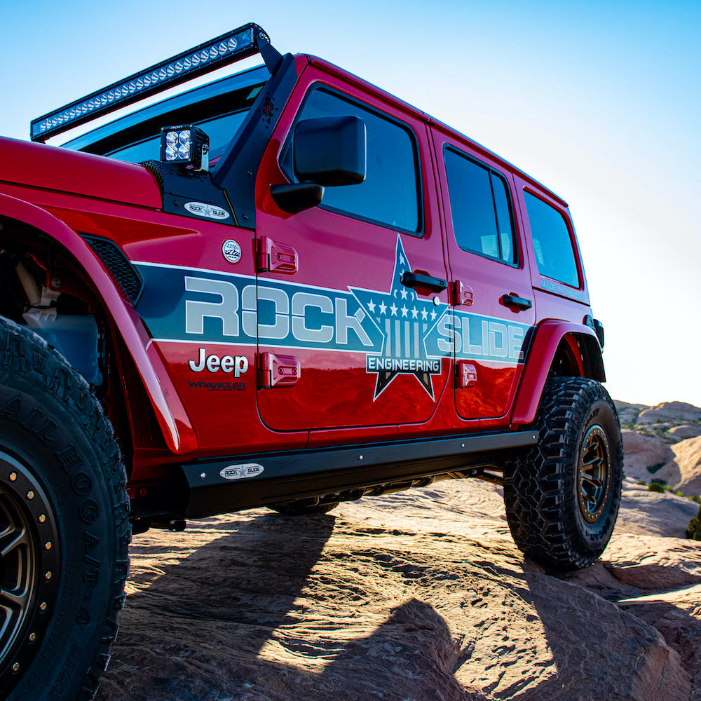 Rock Slide Engineering Step Sliders 4-Door Set 3/16-Inch Steel 2024-2025 Jeep Gladiator JT / 2018-2026 Jeep Wrangler JL