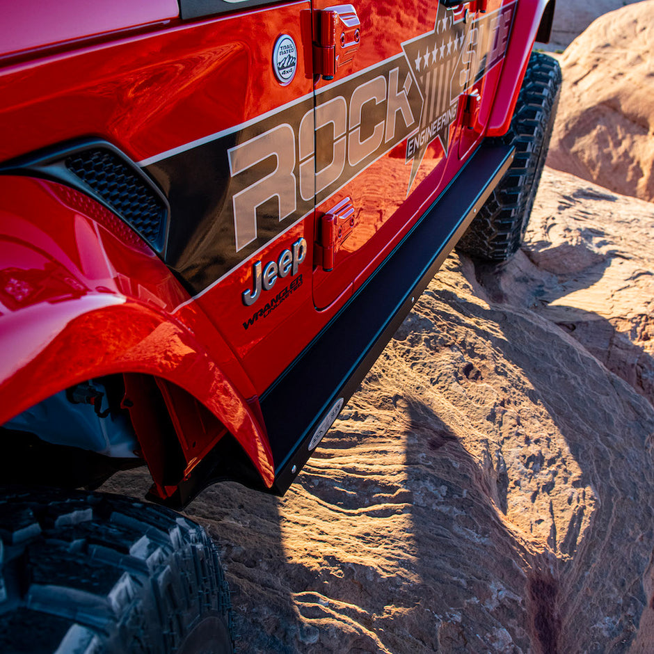 Rock Slide Engineering Step Sliders 4-Door Set 3/16-Inch Steel 2024-2025 Jeep Gladiator JT / 2018-2026 Jeep Wrangler JL