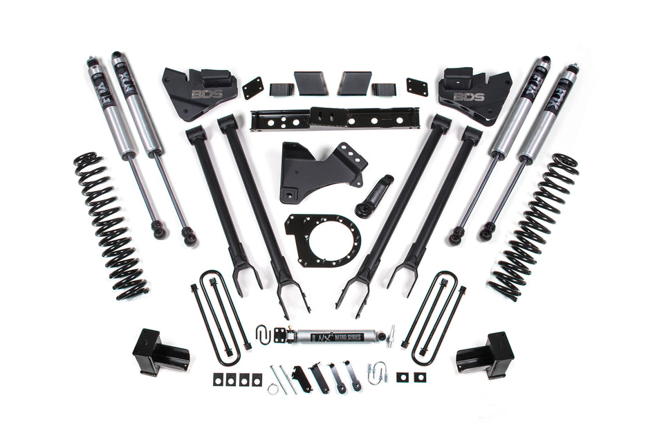 BDS Suspension 6" 4-Link Conversion Lift Kit | Diesel Pro-Ride Coils | HD 4-Link Arms | T-Case Indexing Ring | 6" Front / 5" Rear | 2017–2019 Ford F-250 / F-350 Super Duty 4WD Diesel | SKU: BDS1527FS