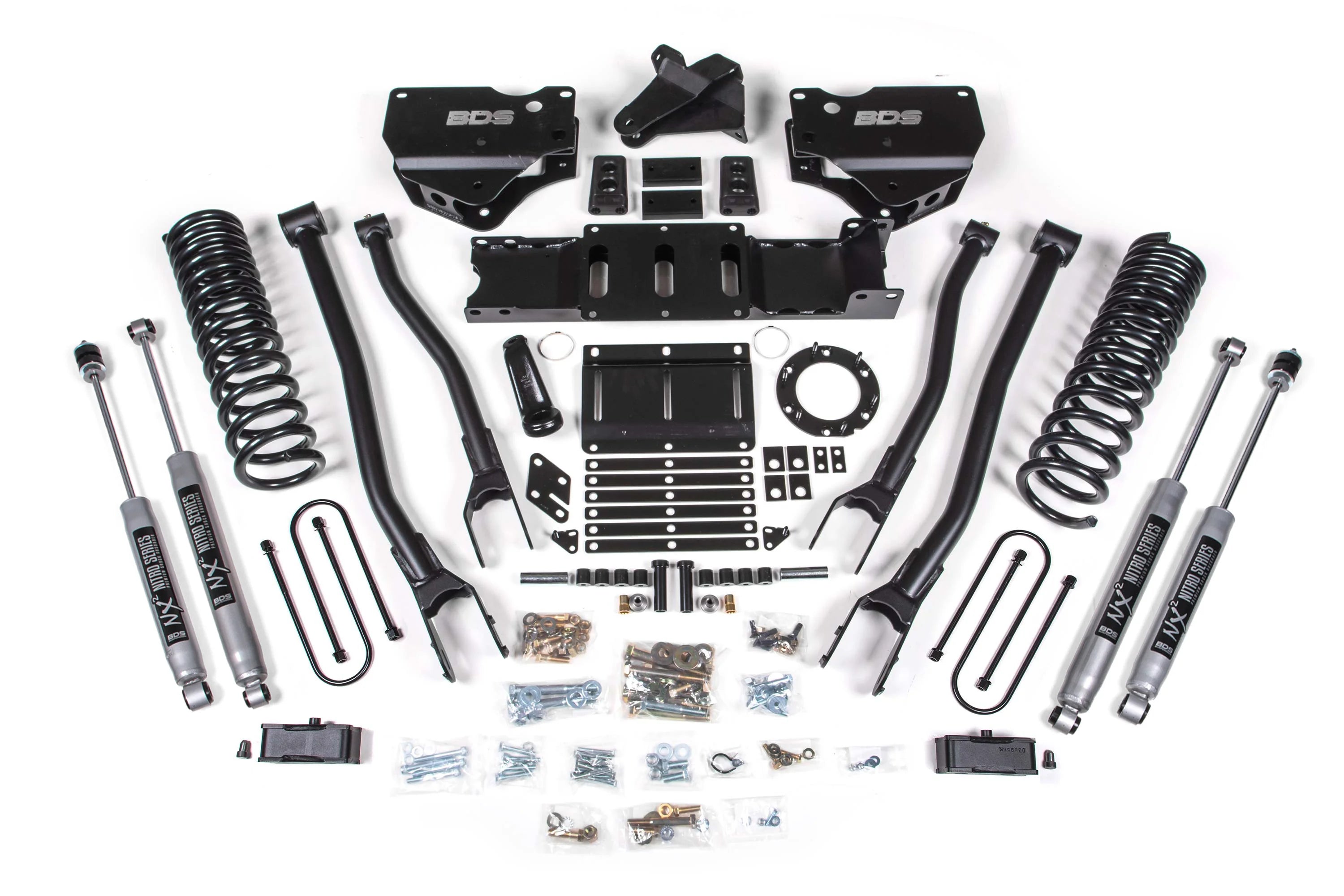 BDS 4-Inch 4-Link Lift Kit | NX2 Nitro Shocks | Ram 3500 4WD Gas 2019-2026 | With Factory Rear Overload Leaf