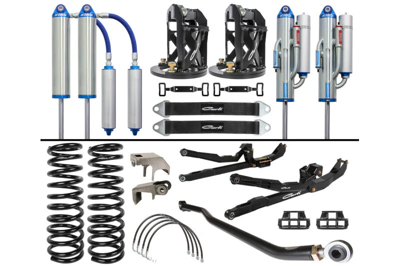 Carli Suspension Unchained Long Arm 3.0" System | King 3.5" RR Front + King 3.0" 4-Tube Bypass Rear | 11.25" Front Travel | Factory Control Arm Mounts Cut | 2012–2013 Ram 2500 / 2012 Ram 3500 SRW Diesel 4WD | SKU: CS-DUC35-12-D