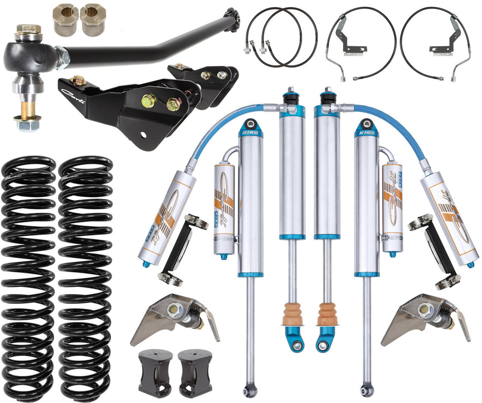 Carli Suspension Dominator 4.5" System | King 3.0" Remote Reservoir Shocks | 10" Front Travel | Bolt-In Front / Weld-In Rear | 2017–2019 Ford F-250 / F-350 Diesel 4WD | SKU: CS-F45-D30-17