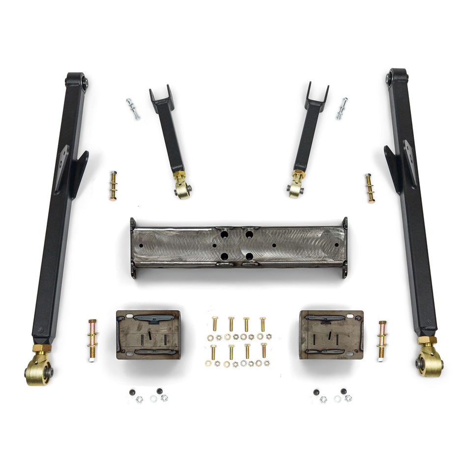 Clayton Off Road Front Long Arm Upgrade Kit | Bolt-Then-Weld 3-Piece Crossmember | Removable Center Section | Currie Johnny Joints | GIIRO Bushings | 1984–2001 Jeep Cherokee XJ | SKU: COR-4801011