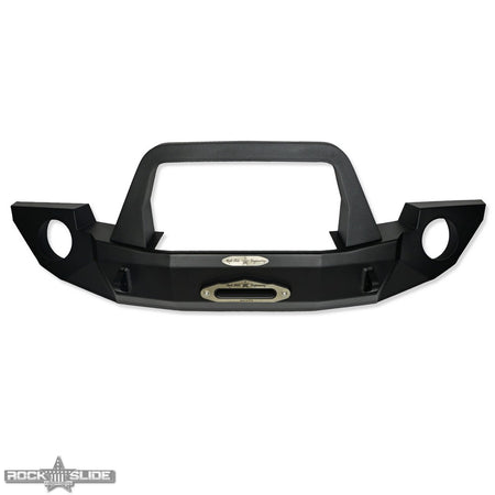Rock Slide Engineering Full Front Bumper Rigid Series Bull Bar Winch Plate 10-Gauge Steel 2007-2018 Jeep Wrangler JK