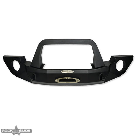 Rock Slide Engineering Full Front Bumper Rigid Series Bull Bar Winch Plate 10-Gauge Steel 2007-2018 Jeep Wrangler JK