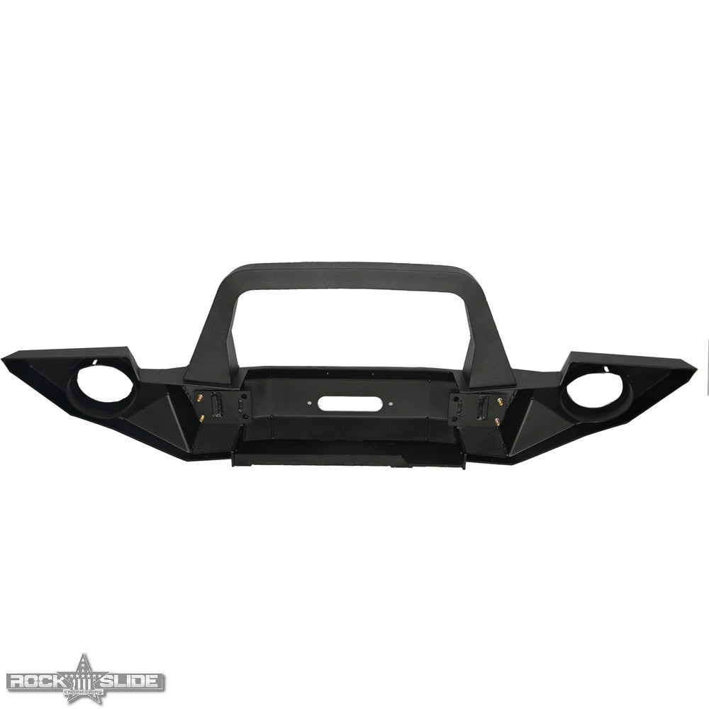 Rock Slide Engineering Full Front Bumper Rigid Series Bull Bar Winch Plate 10-Gauge Steel 2007-2018 Jeep Wrangler JK