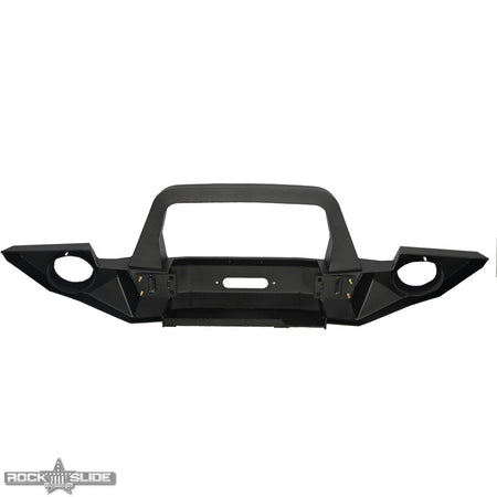 Rock Slide Engineering Full Front Bumper Rigid Series Bull Bar Winch Plate 10-Gauge Steel 2007-2018 Jeep Wrangler JK