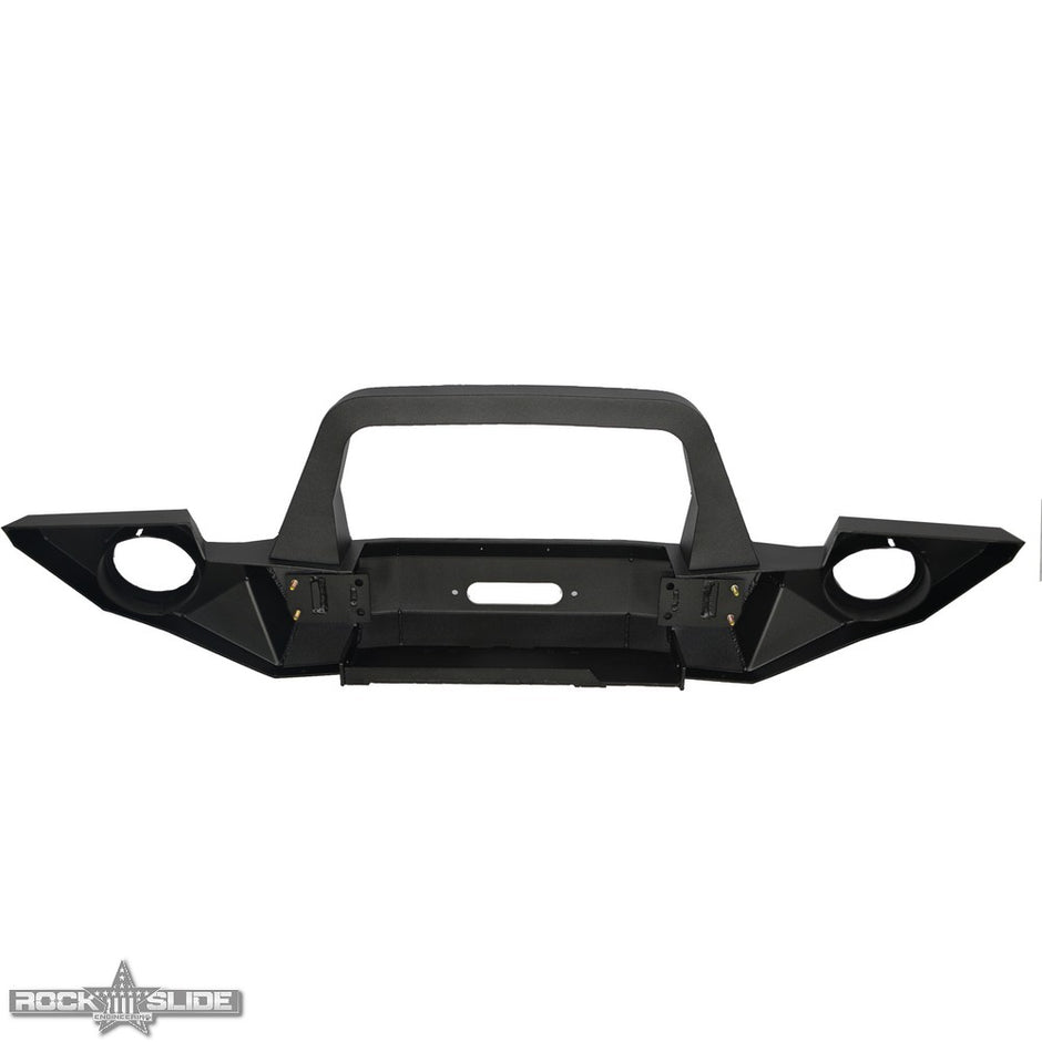 Rock Slide Engineering Full Front Bumper Rigid Series Bull Bar Winch Plate 10-Gauge Steel 2007-2018 Jeep Wrangler JK