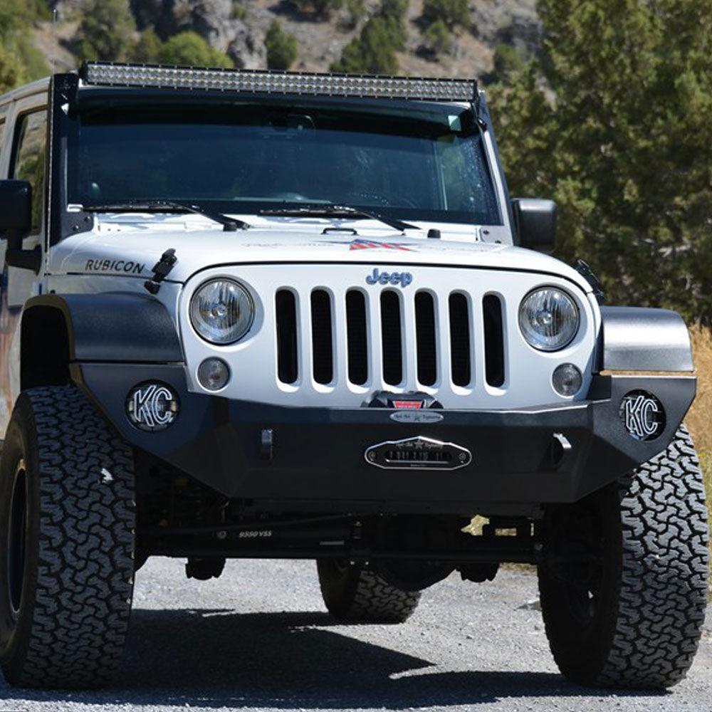 Rock Slide Engineering Full Front Bumper Rigid Series No Bull Bar Winch Plate 10-Gauge Steel 2007-2018 Jeep Wrangler JK