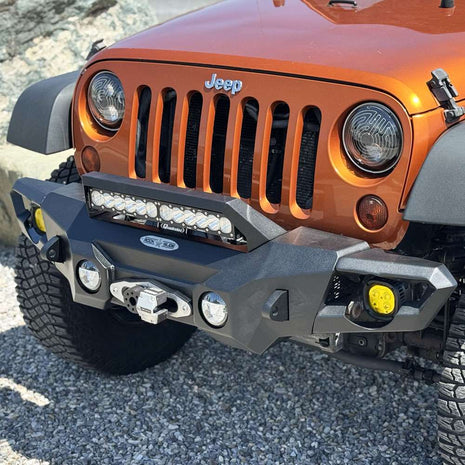 Rock Slide Engineering Mid Front Bumper Appalachian Series Winch Plate Steel 2007-2018 Jeep Wrangler JK