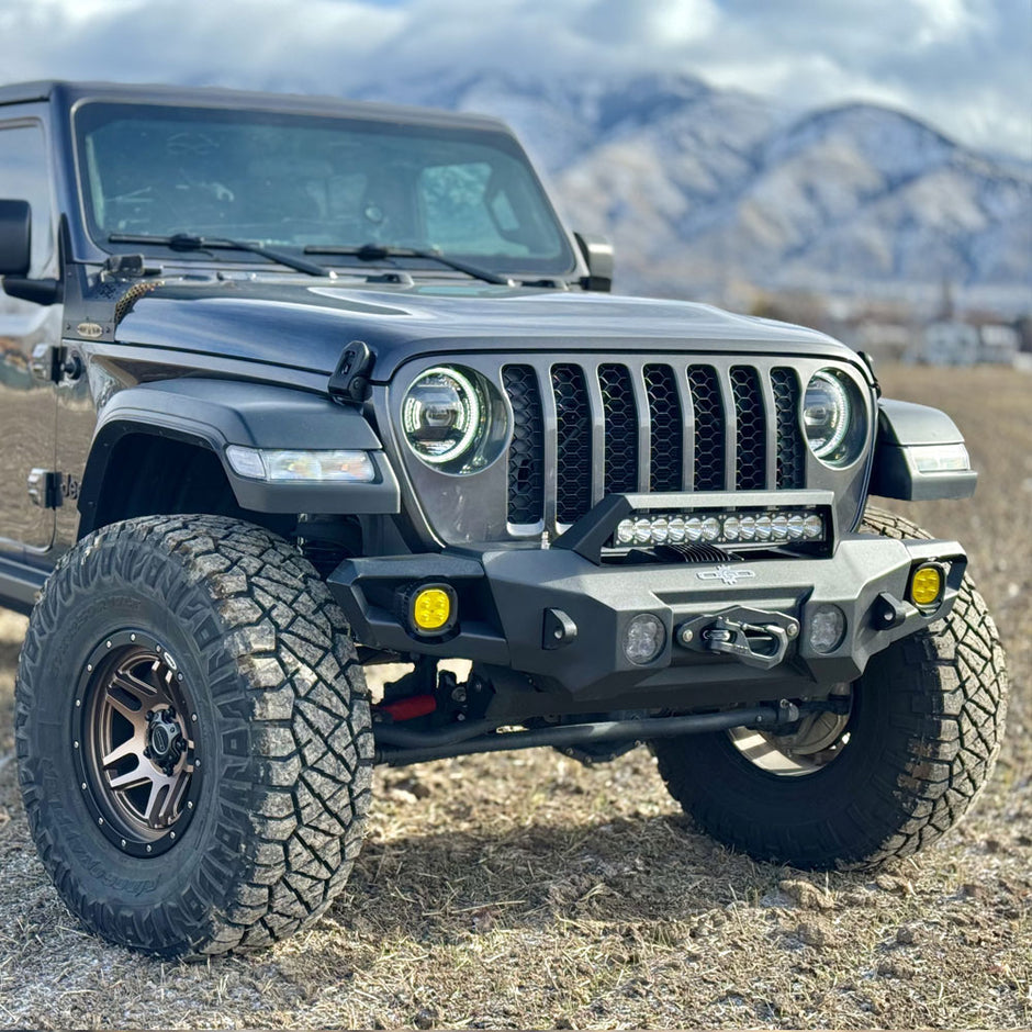 Rock Slide Engineering Mid Front Bumper Appalachian Series Winch Plate Steel 2018-2025 Jeep Gladiator JT / 2018-2025 Jeep Wrangler JL