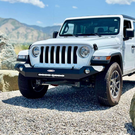 Rock Slide Engineering Full Front Bumper Appalachian Series Steel 2018-2025 Jeep Gladiator JT / 2018-2025 Jeep Wrangler JL