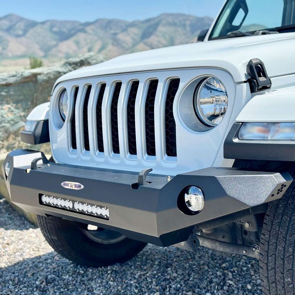 Rock Slide Engineering Full Front Bumper Appalachian Series Steel 2018-2025 Jeep Gladiator JT / 2018-2025 Jeep Wrangler JL