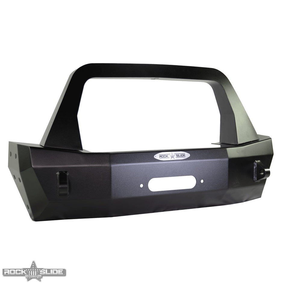 Rock Slide Engineering Stubby Front Bumper Rigid Series Bull Bar Winch Plate 10-Gauge Steel 2007-2018 Jeep Wrangler JK