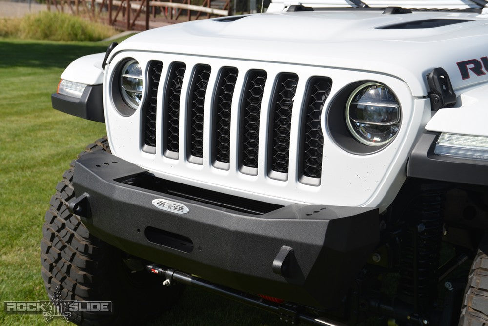 Rock Slide Engineering Stubby Front Bumper Rigid Series No Bull Bar Winch Plate 10-Gauge Steel 2018-2026 Jeep Wrangler JL