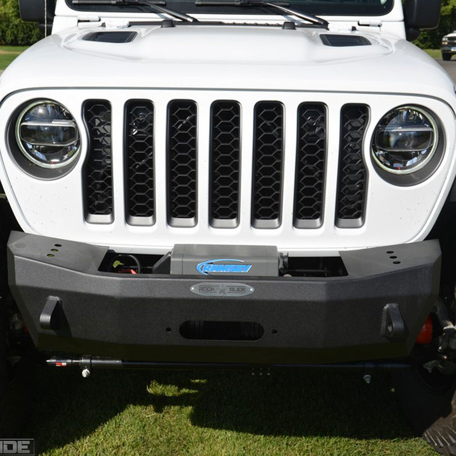 Rock Slide Engineering Stubby Front Bumper Rigid Series No Bull Bar Winch Plate 10-Gauge Steel 2018-2026 Jeep Wrangler JL